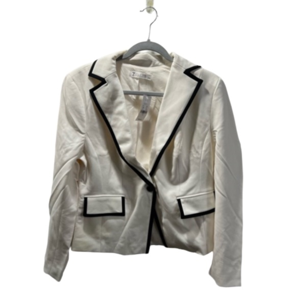 *NWT New York & Company Blazer|White with Black|Size 12 - Picture 1 of 7